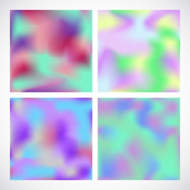 Holografik neon arka plan ayarlayın. Vektör çizim