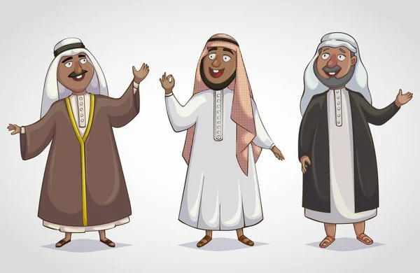 Arabian men set. Cartoon character. Vector illustration — Stock Vector