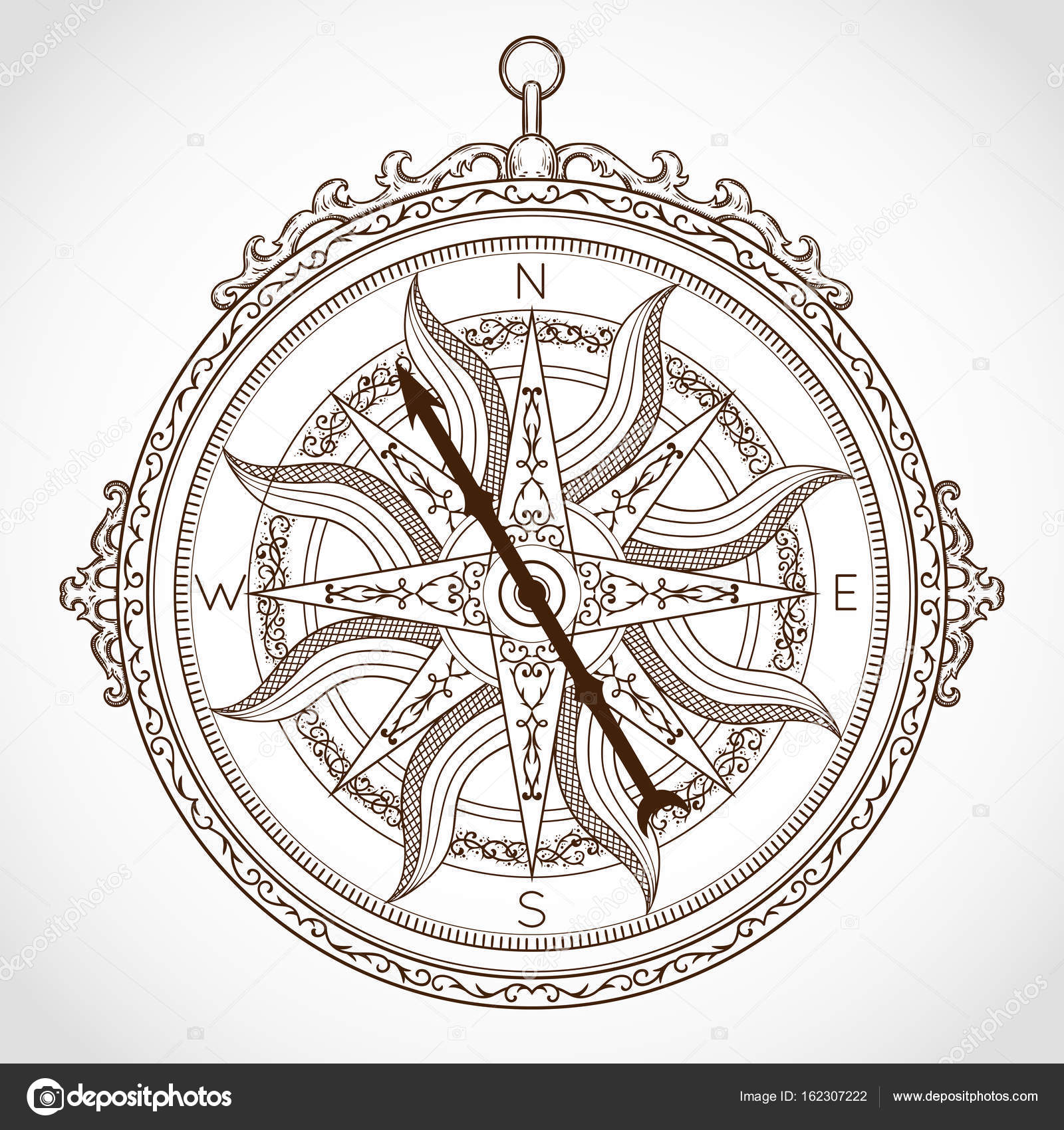 Drawing Compass,isolated on White Background Stock Photo - Image