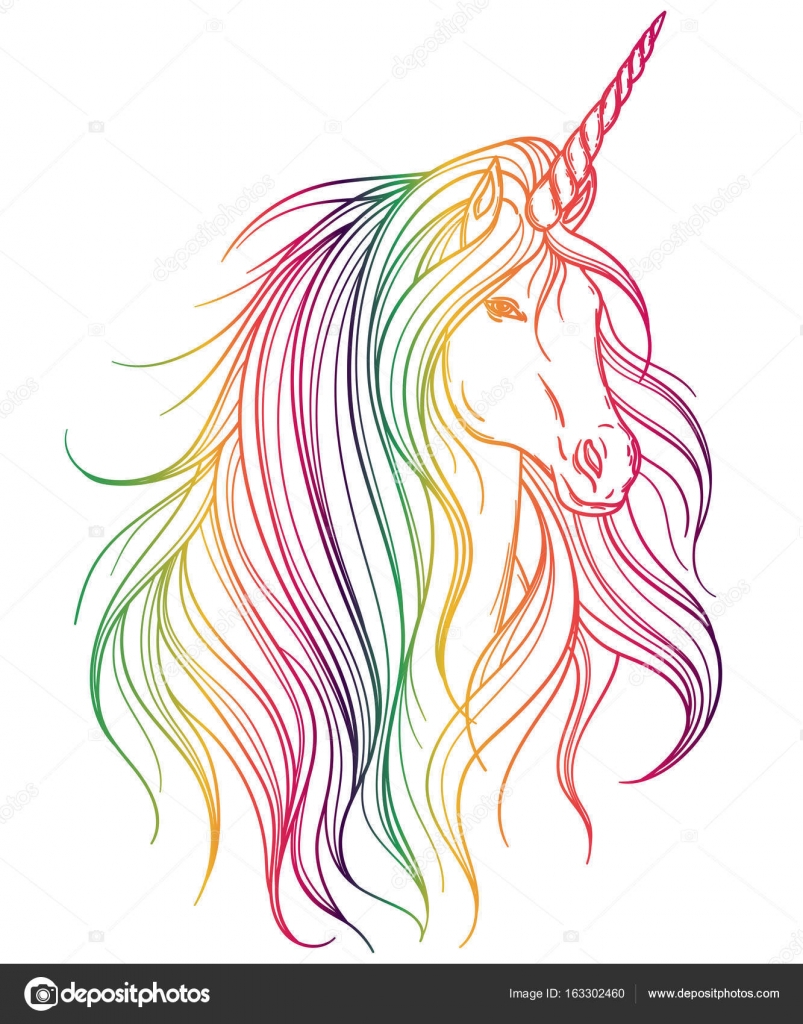 Unicorn with rainbow colors on white background. Design concept for ...
