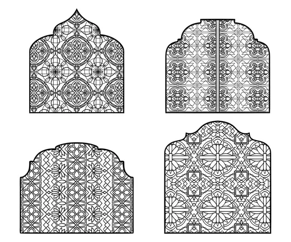 Samling av arabiska windows med traditionella islamiska prydnad. Designkonceptet för gratulationskort, banderoll, affisch, Skriv ut. Vektorillustration — Stock vektor