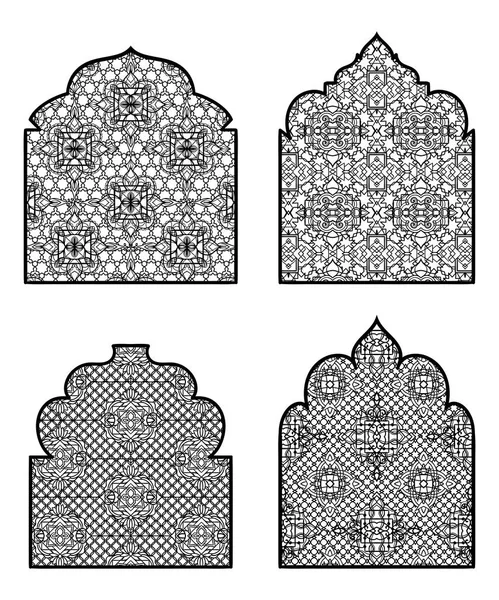 Samling av arabiska windows med traditionella islamiska prydnad. Designkonceptet för gratulationskort, banderoll, affisch, Skriv ut. Vektorillustration — Stock vektor