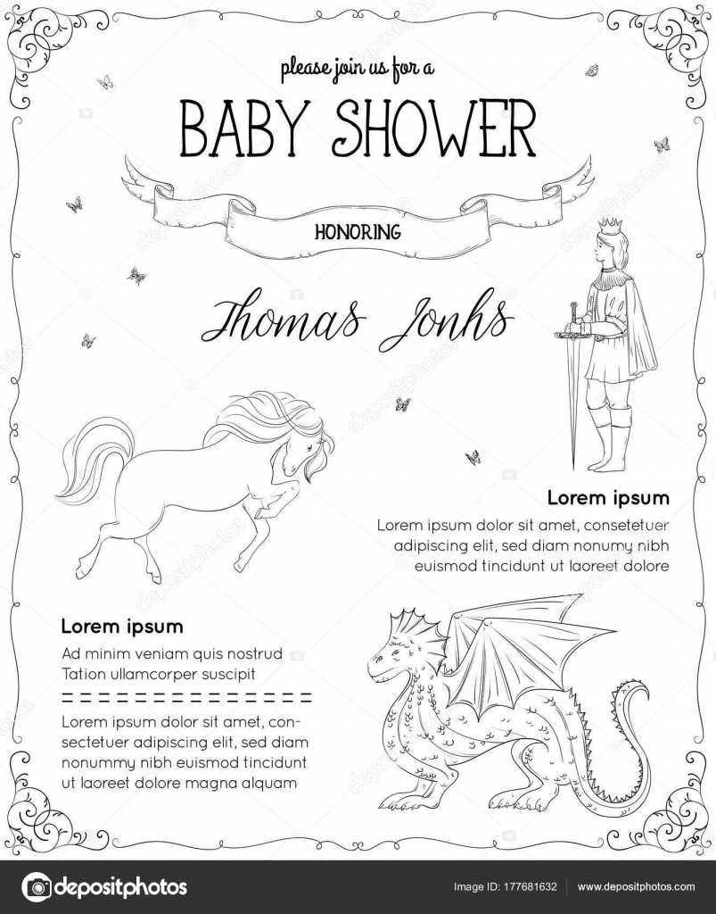 Baby Shower Invitation Prince Dragon Horse Butterflies Fairy Tale Theme Stock Vector C Kateja Baby Shower Invitation Prince Dragon Horse Butterflies Fairy Tale Theme Stock Vector C Kateja