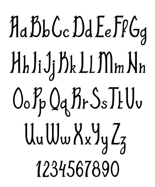 Винтажный ручной алфавит. Ручной шрифт в готическом стиле. Векторная иллюстрация
