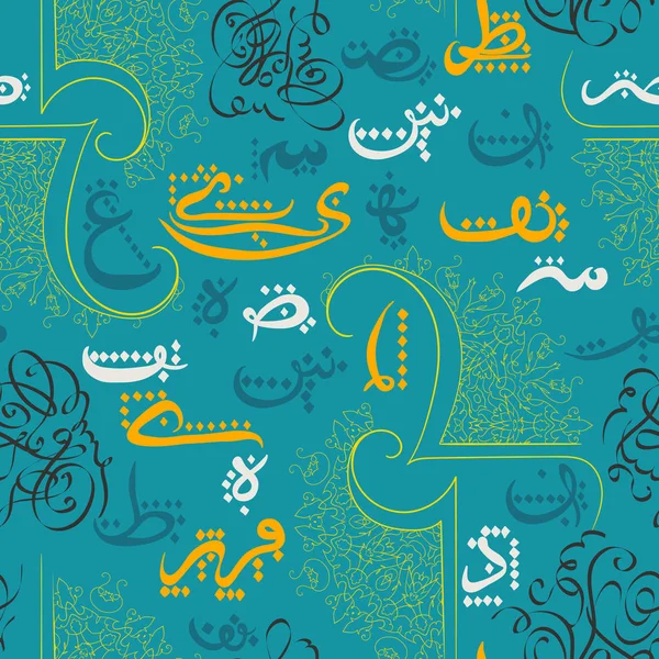 阿拉伯文书法无缝图案 穆斯林社区节日的设计理念开斋节 开斋节 感谢上帝 — 图库矢量图片