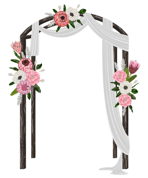 Beautiful Wedding Arch Flowers Leaves Branches Vintage Floral Design Vector — Stock Vector