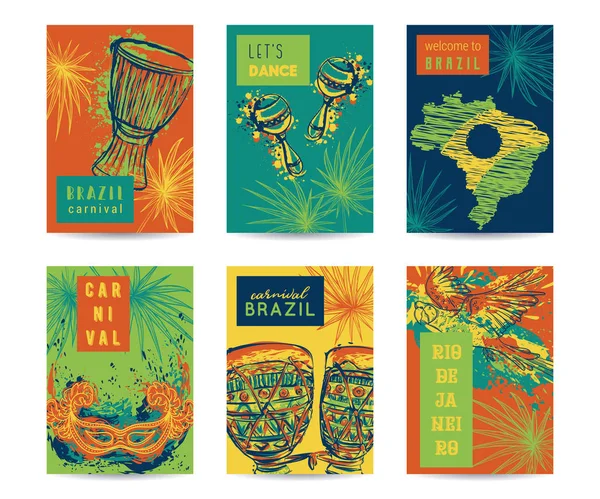 Βραζιλία Αποκριάτικες Πρότυπο Σχεδιασμού Για Αφίσες Πανό Φυλλάδια Πανό Φυλλάδια — Διανυσματικό Αρχείο