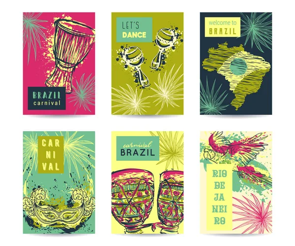 Brasil Design Modelo Carnaval Para Cartazes Banners Folhetos Cartazes Brochuras — Vetor de Stock