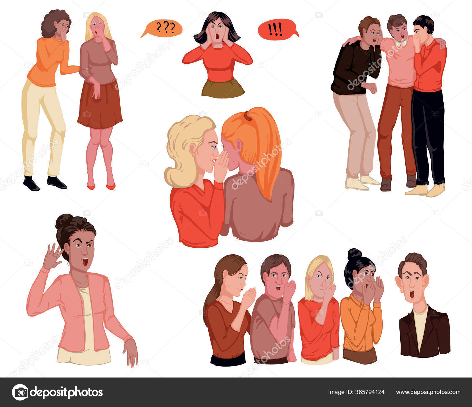 People Gossiping Set People Whispering Secret Each Other Surprised Excited Vector Image By C Kateja Vector Stock