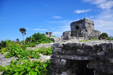 Tulum arkeolojik alanı, Kolombiya öncesi Maya şehri, Tulum, Quintana Roo, Yucatan, Meksika, Kuzey Amerika.