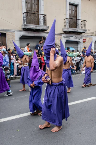 Quito Pichincha Ekwador Marca 2018 Marsz Penitentów Procesji Wielkanocnej Semana — Zdjęcie stockowe