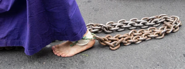 Quito Pichincha Ecuador Marzo 2018 Marcha Los Penitentes Procesión Del — Foto de Stock