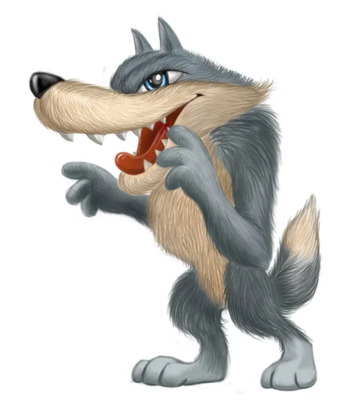 Illustratie van schattige wolf cartoon — Stockfoto