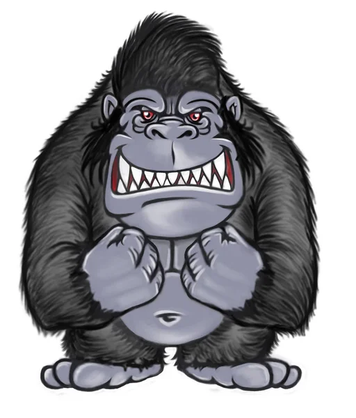 Illustrazione di simpatico cartone animato gorilla — Foto Stock