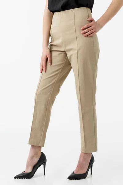 Jeune Fille Pantalon Pastel Sur Fond Blanc — Photo