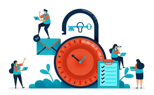 Tijdmanagement Het Werk Multitasking Het Beheer Van Tijd Beveiligingsplanning Bedrijfsplanning — Stockvector