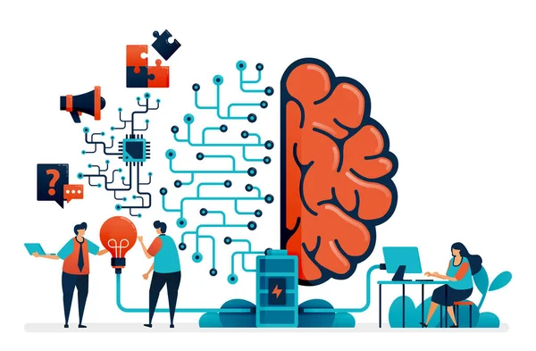 Inteligência Artificial Para Resolução Problemas Sistema Rede Cerebral Artificial Tecnologia — Vetor de Stock