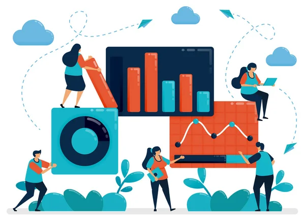 Analyse Statistique Marché Données Diagramme Affaires Travailler Avec Les Données — Image vectorielle