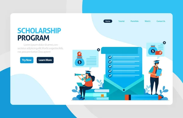 Landing Page Scholarship Education Program Ανοιχτές Δωρεές Και Χρηματοδότηση Για — Διανυσματικό Αρχείο