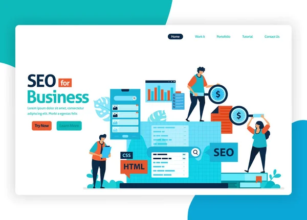 Vector Illustration Website Marketing Optimization Seo Online Advertising Keywords Search — Stock Vector