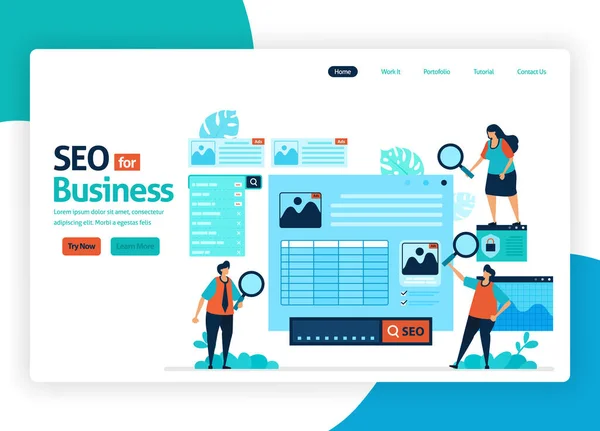 Site Ilustração Vetorial Para Otimização Marketing Com Seo Publicidade Line —  Vetores de Stock