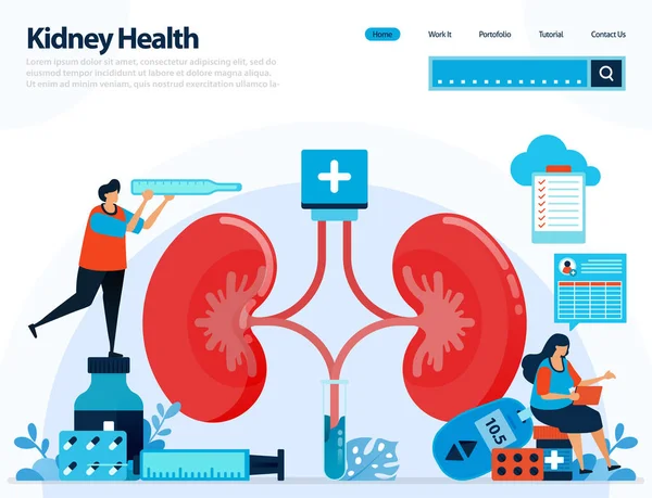 Ilustración Para Comprobar Salud Renal Enfermedades Trastornos Renales Control Manipulación — Archivo Imágenes Vectoriales