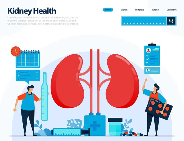 Ilustración Para Comprobar Salud Renal Enfermedades Trastornos Renales Control Manipulación — Archivo Imágenes Vectoriales