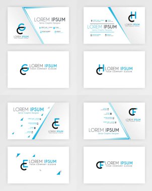Mavi Kart Şablonu. Alfabe logosu ve aksan dekorasyonlu basit kimlik kartı tasarımı. Şirket, Şirket, İş, Reklamcılık, Halkla İlişkiler, Broşür, Poster
