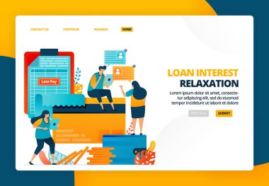 Kredi kartı taksitlerinin çizgi film çizimi uyarısı. Kredi ve borç için bankaların gecikmiş ödemeleri. Bankalardan para cezaları ve cezalar. İniş sayfası web paneli mobil uygulamaları için vektör tasarımı