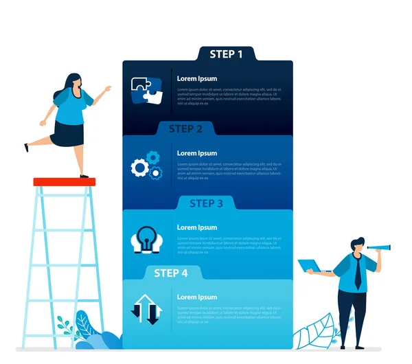 Illustrazione Umana Design Infografico Opzioni Business Fasi Apprendimento Processi Istruzione — Vettoriale Stock