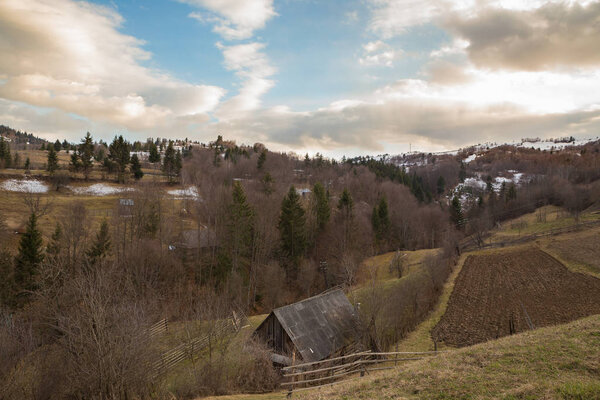 Sunset in Maramures County in Romania.