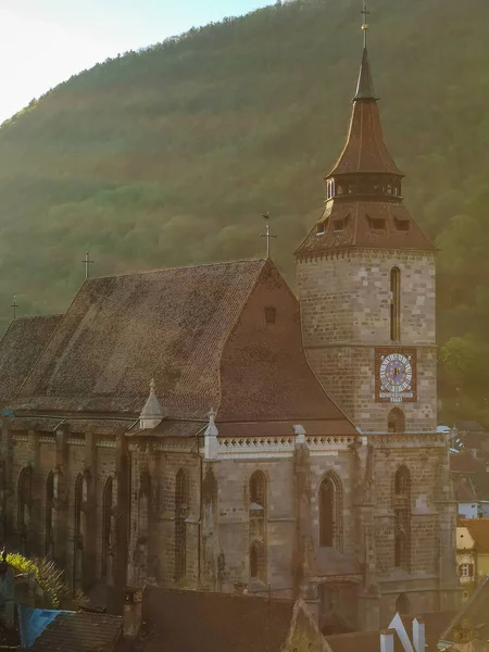 Pohled Historické Centrum Černý Kostel Brasov — Stock fotografie