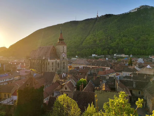 Pohled Historické Centrum Černý Kostel Brasov — Stock fotografie