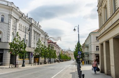 Vilnius, Lithuania - May 20, 2017: View to Vilnius city street Gedimino avenue. Travel Europe