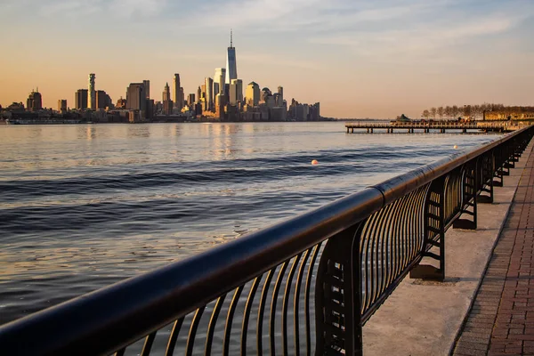 Gehweg Hoboken New York City Gegenüber Dem Hudson — Stockfoto