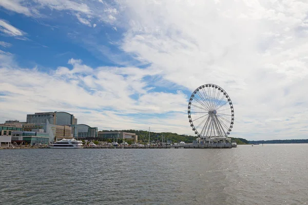 Panorama of National Harbor with Ferris on the pier, Maryland, USA.