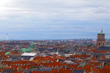 Copenhagen city panorama yaz, Danimarka. 