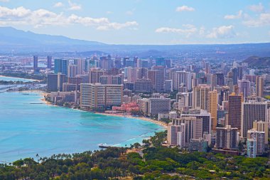 Honolulu Hawaii, ABD şehir manzarası. 