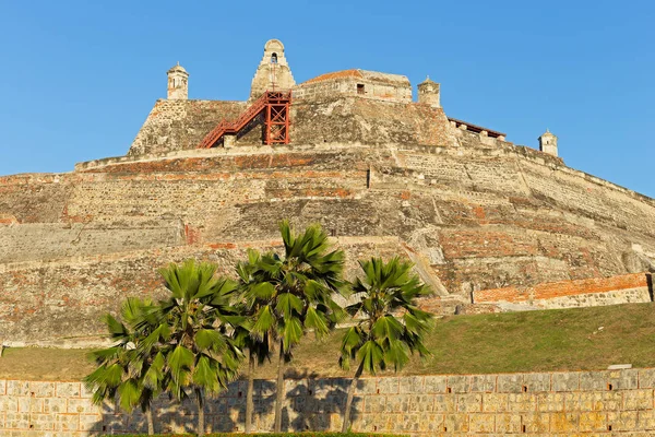 Fortaleza de San Felipe de Barajas na Colina de San Lazaro em Cartagena, Colômbia . Fotografia De Stock