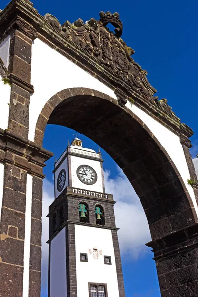 Glockenturm Der Sabastian Kirche Hauptkirche Von Ponta Delgada Azores Portugal — Stockfoto