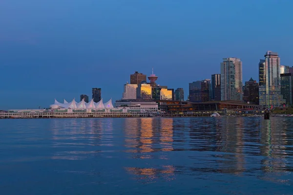 Skyline Vancouver Notte Columbia Britannica Canada Panorama Urbano Del Centro — Foto Stock