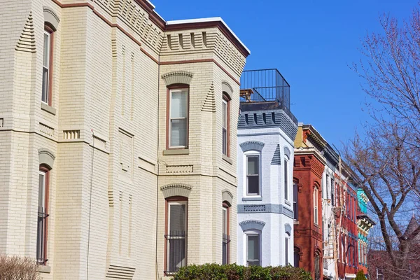 Historic Townhouses Shaw Neighborhood Washington Beautiful Residential Townhouses Sunny Afternoon — Stock Photo, Image