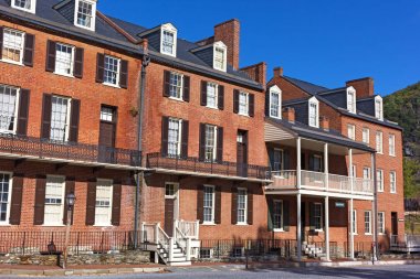 John Brown kasabasında müzeye Harpers Ferry tarihi, Batı Virginia, ABD. Şehir ve park Shenandoah dağlar Trail foothill bulunan ve turistler ve geçmiş lovers çekiyor.