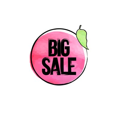 Vektör el satılık suluboya etiketleri çekilmiş. Kırmızı etiket