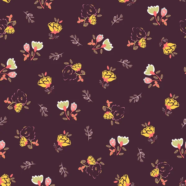 Fondo floral sin costuras. Flores y hojas aisladas — Vector de stock