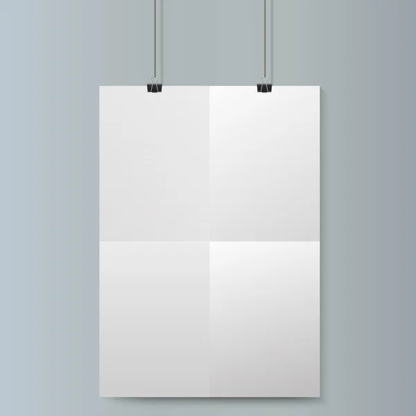 Esvaziar maquete poster vertical com clipe de papel . —  Vetores de Stock