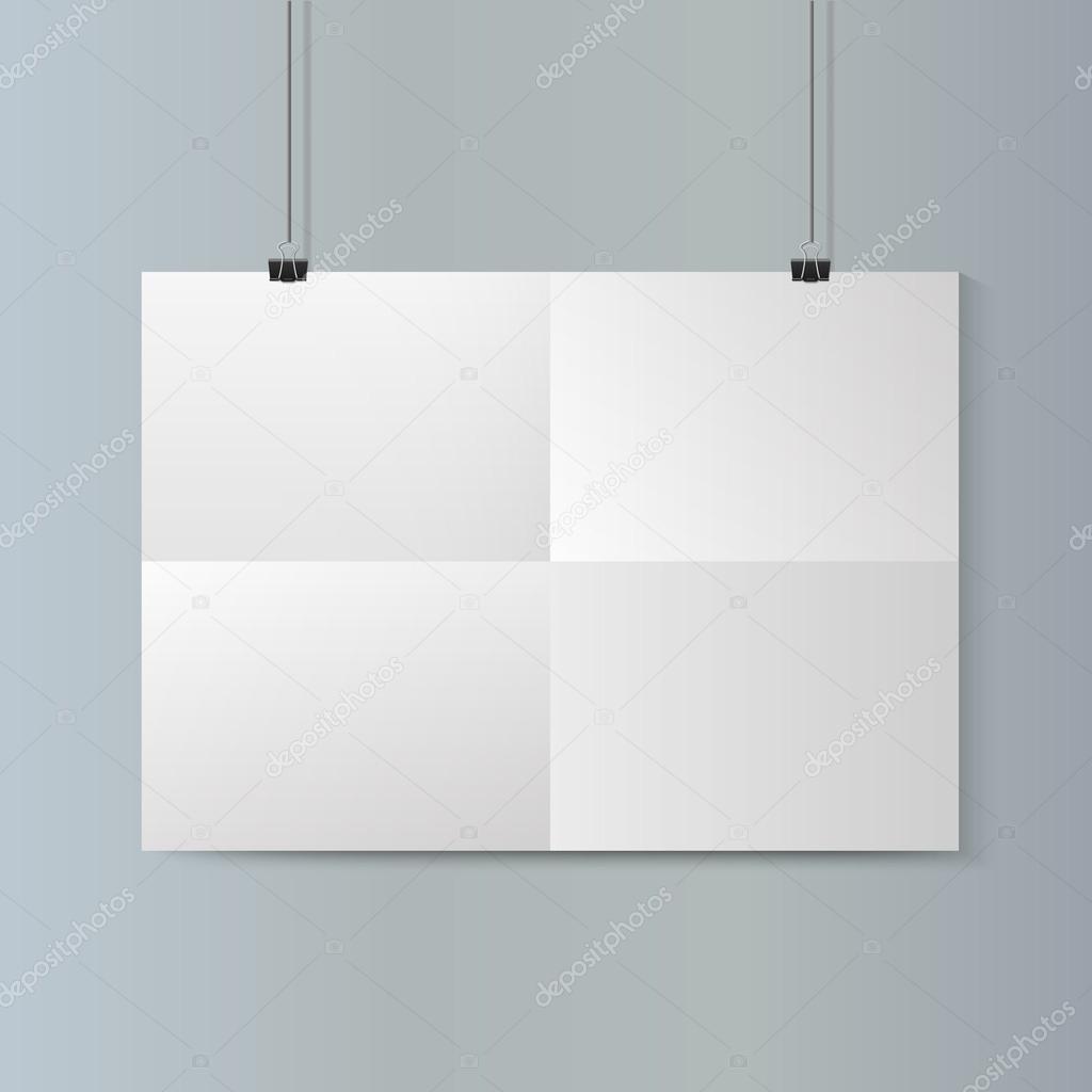 Download Empty Horizontal White Paper Poster Mockup On Grey Wall Vector Stock Vector C Yulia2077 126311024 PSD Mockup Templates