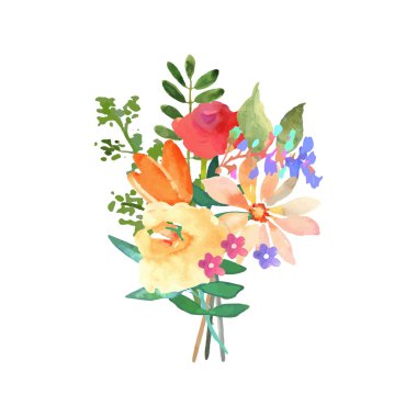 El suluboya buket çekilmiş. İzole öğeleri. Vektör.