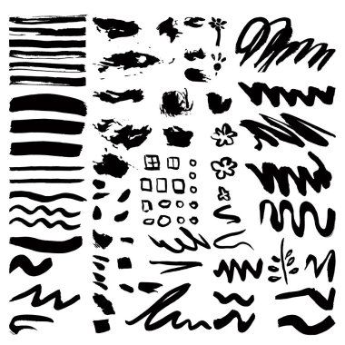 Vektör siyah fırça darbeleri ayarlayın. Düzenlenebilir izole öğeleri.