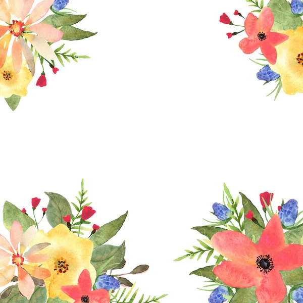 Gratulationskort, inbjudan, banner. Ram för din text med flor — Stockfoto